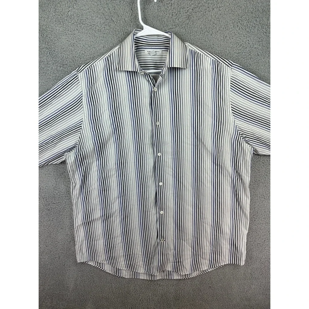 Banana Republic Shirt Mens 17.5 Extra Large Button Up Long Sleeve Striped Dress